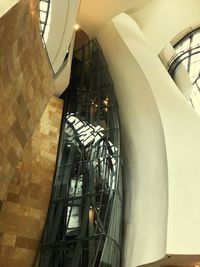 Low angle view of spiral staircase in building