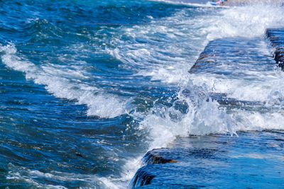 Waves splashing on sea