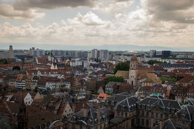 High angle view of townscape against sky