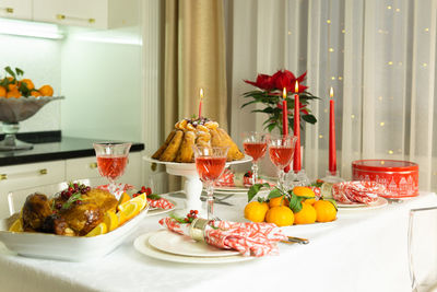 Close-up of food on table