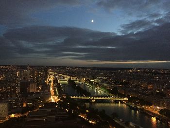 Illuminated cityscape at night