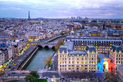 High angle view of paris