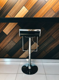 High angle view of chairs on table in restaurant