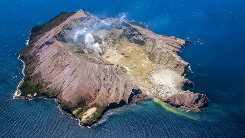 Panoramic view of rock formation in sea