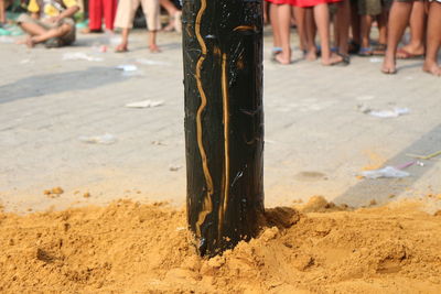 Low section of people standing on beach