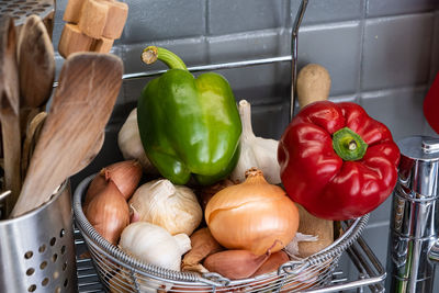 Vegetables for sale in container