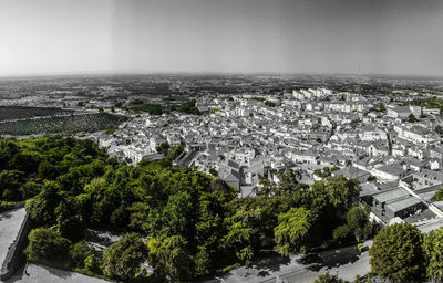 High angle view of townscape against sky