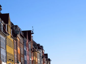 High section of building against blue sky