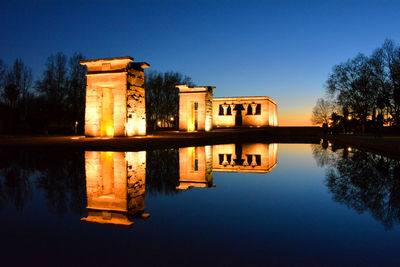 Reflection of temple of debod in lake