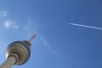 Low angle view of building against blue sky