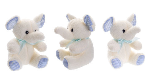 Close-up of toys against white background