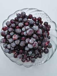 High angle view of berries in bowl