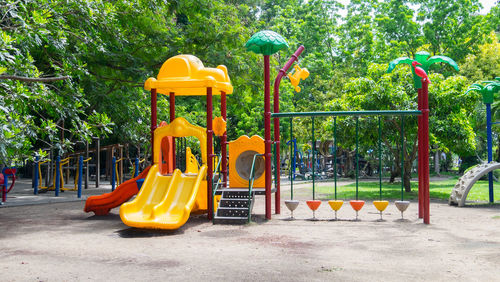 Yellow swing in playground