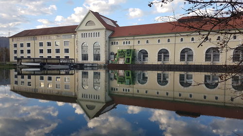 Reflection of buildings in water