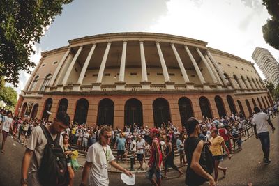 Group of people in front of building