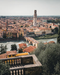 High angle view of buildings in city