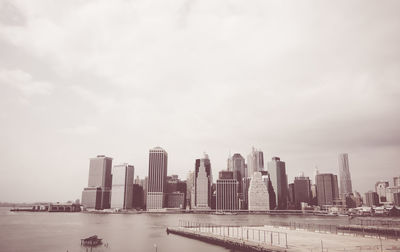 City skyline with river in background