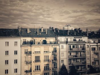 High angle view of buildings against sky