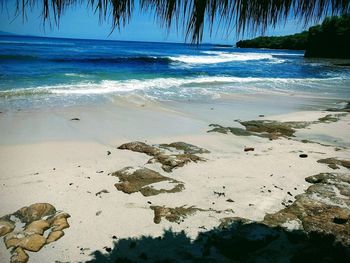 Scenic view of beach against sky