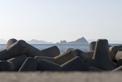 Close-up of sea against clear sky