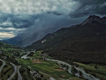 Scenic view of mountains against sky