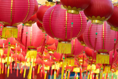 Low angle view of lanterns hanging