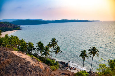 Scenic view of sea against sky at sunset