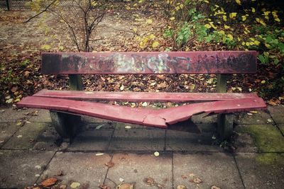 Empty bench in park