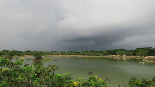 Scenic view of lake against sky