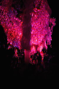 Low angle view of illuminated trees against sky at night