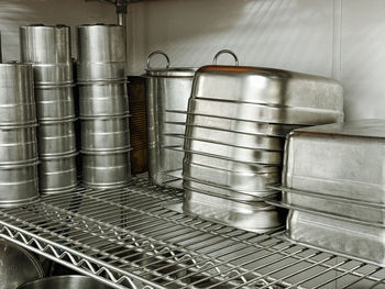 Close-up of empty containers