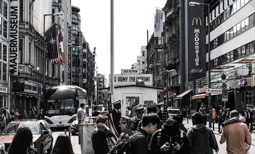 Crowd on street in city