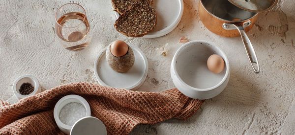 High angle view of food on table