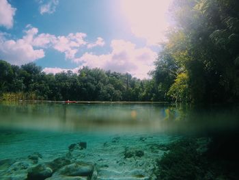 Scenic view of lake against sky