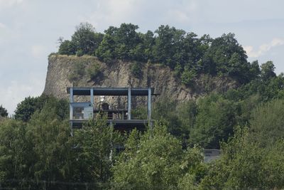 Built structure against trees