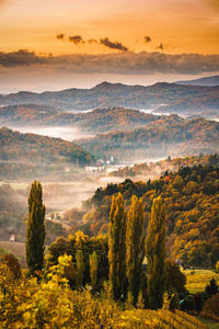 Scenic view of landscape against sky during sunset