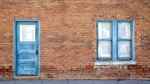 Closed door of building