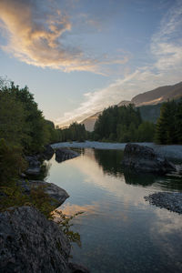 Scenic view of lake against sky