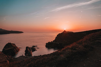 Scenic view of sea against sky during sunset