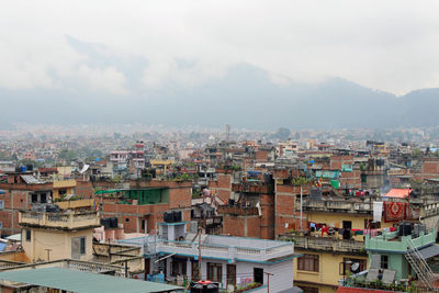 High angle view of townscape against sky