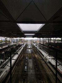 High angle view of railroad station