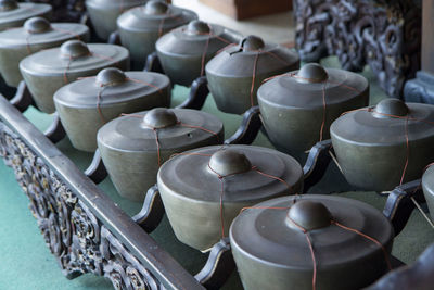 High angle view of container for sale at market stall