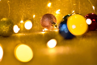 Close-up of illuminated christmas lights