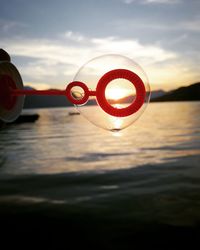 Close-up of bubble on lake