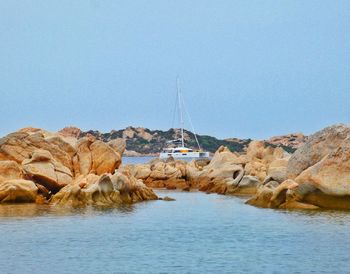 Scenic view of sea against clear sky