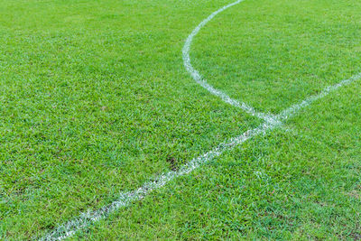 High angle view of soccer field