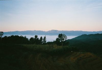 Scenic view of landscape against sky during sunset