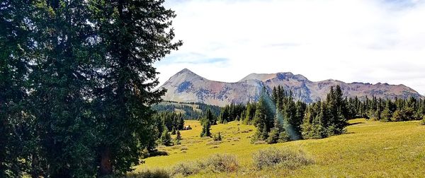 Scenic view of mountains against sky