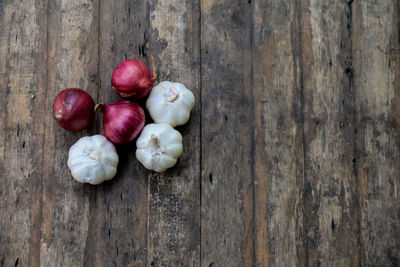 High angle view of vegetables on table