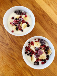 Directly above shot of breakfast on table